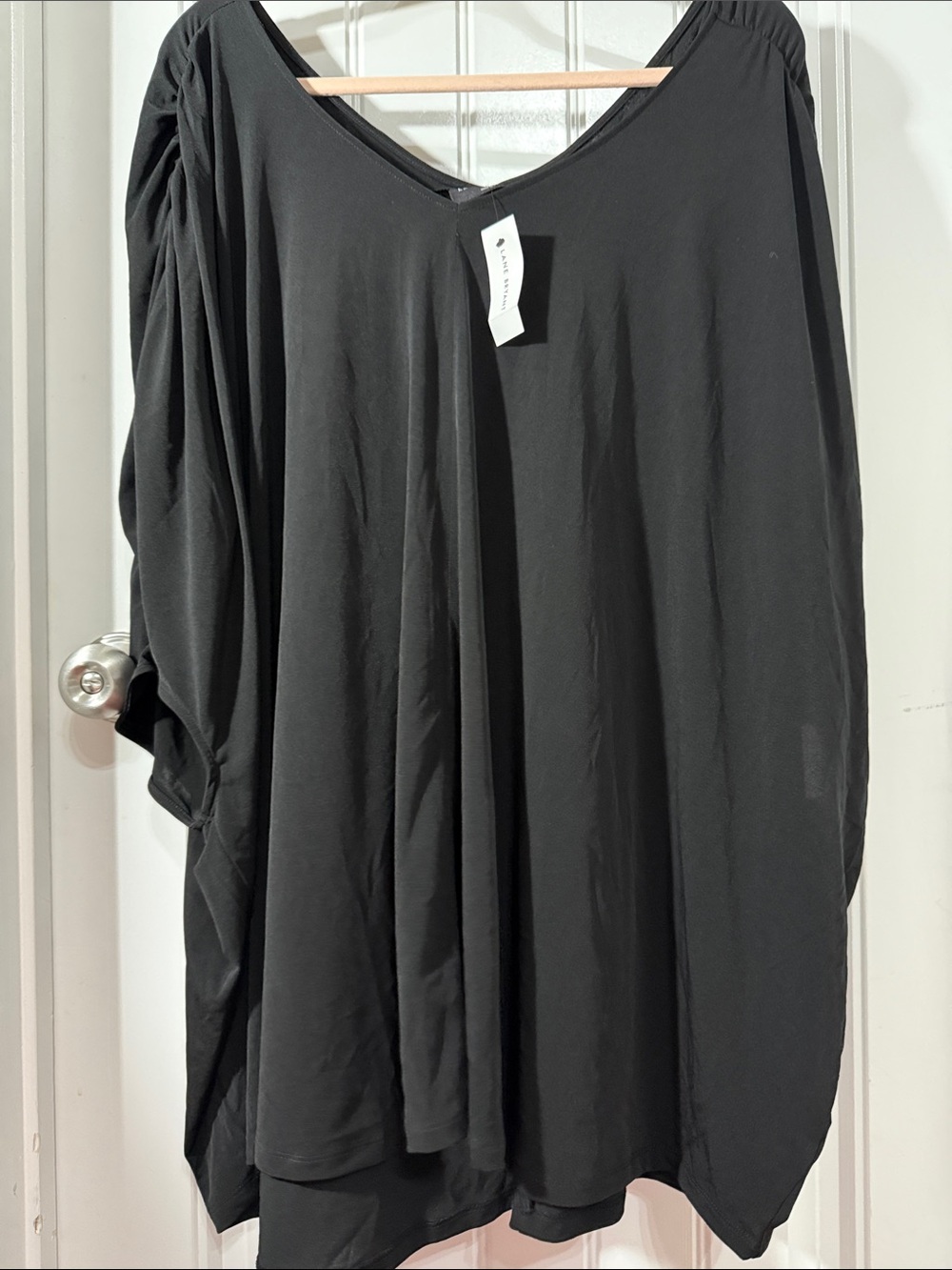 Lane Bryant Black V-Neck Draped Plus-Size Blouse